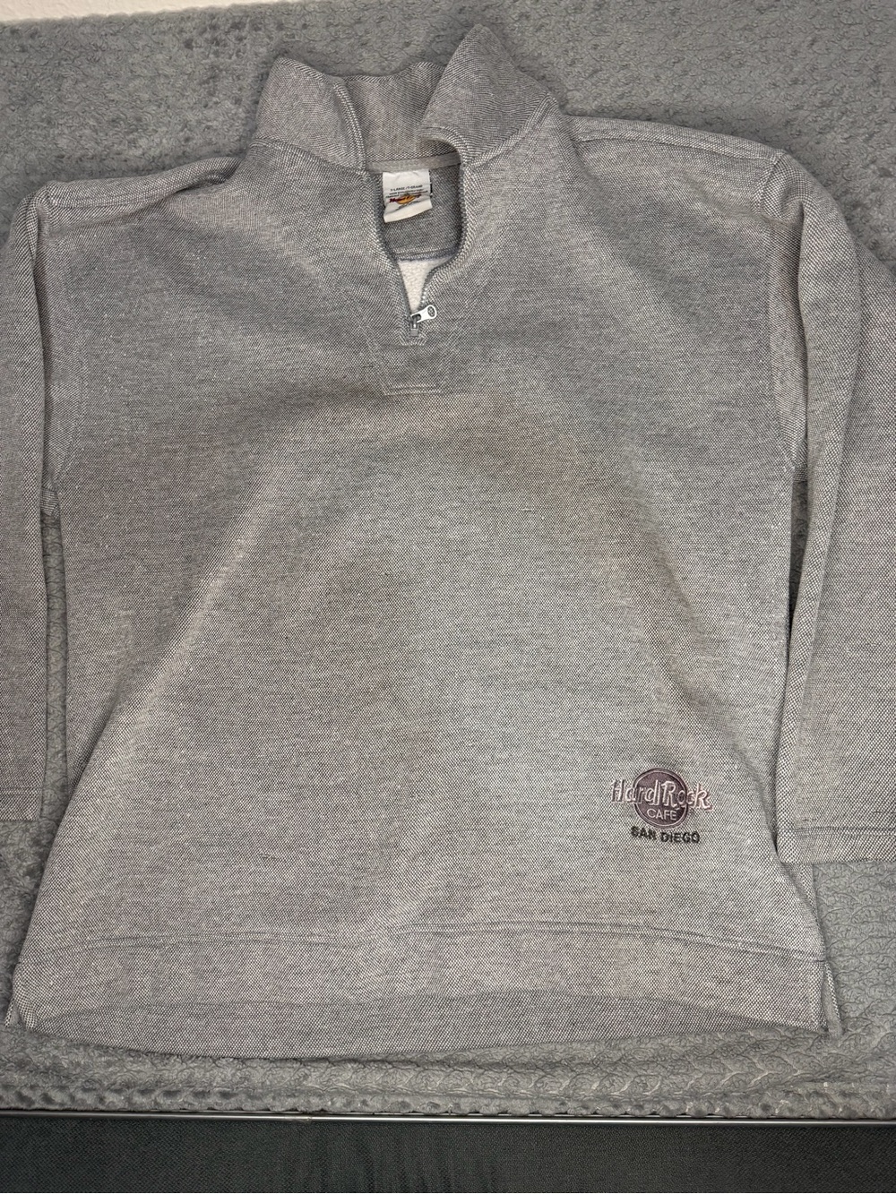 Hard Rock Cafe Gray Half-Zip Pullover Sweater